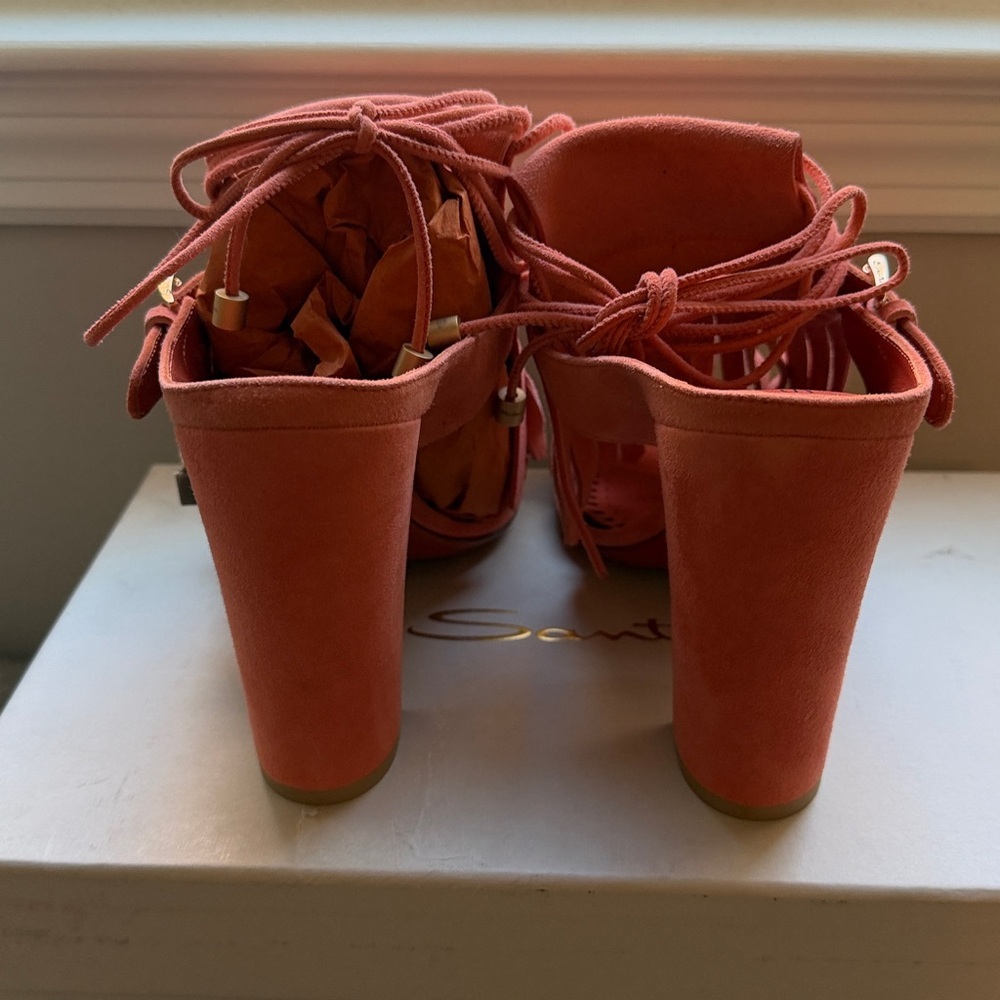 Santoni Fringe Heeled Sandals 38.5 - Picture 7 of 14